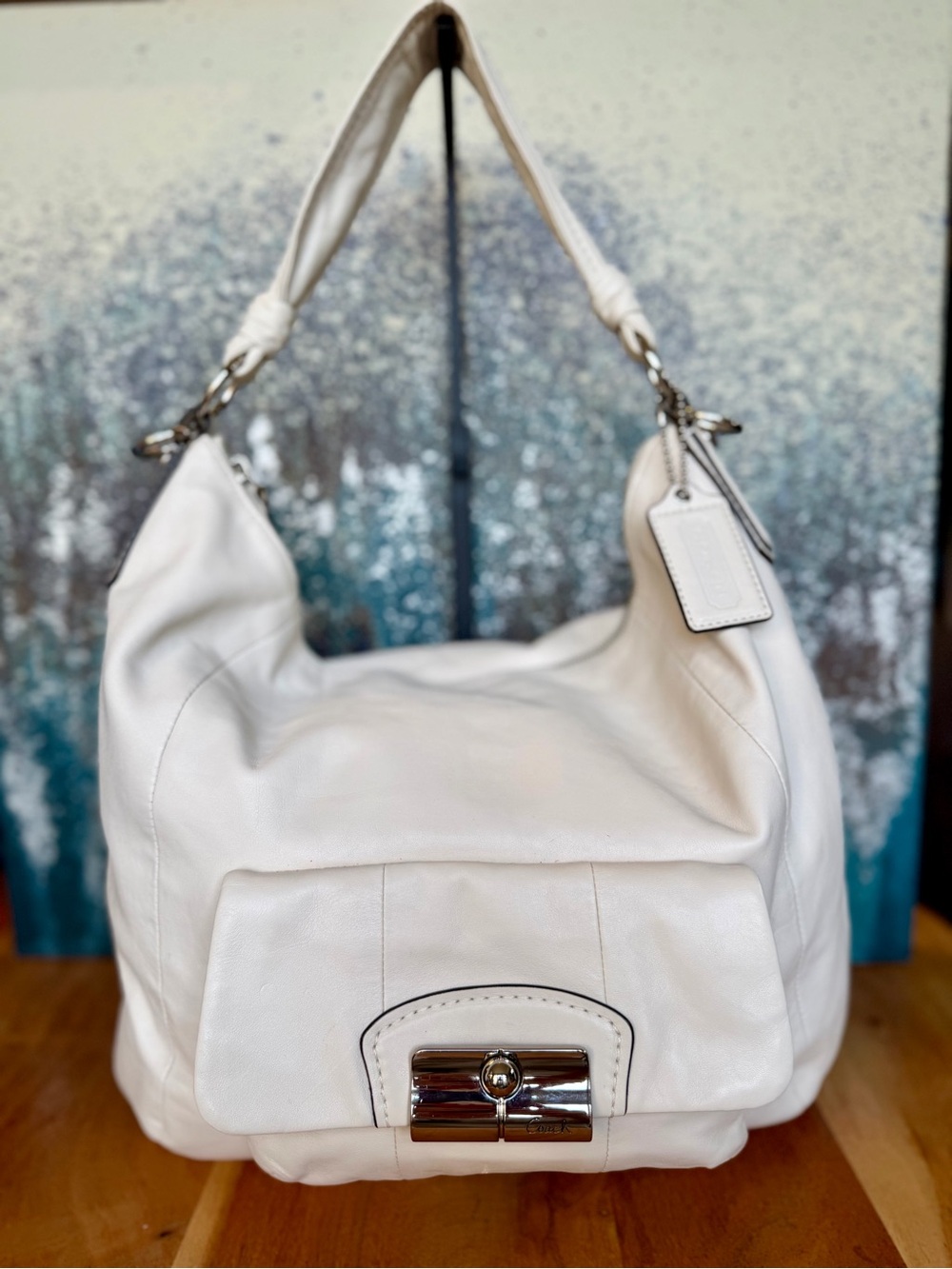 Coach Old Money Y2K 2010 Kristin Slouchy Off White Leather Hobo Bag VGUC - Picture 3 of 16